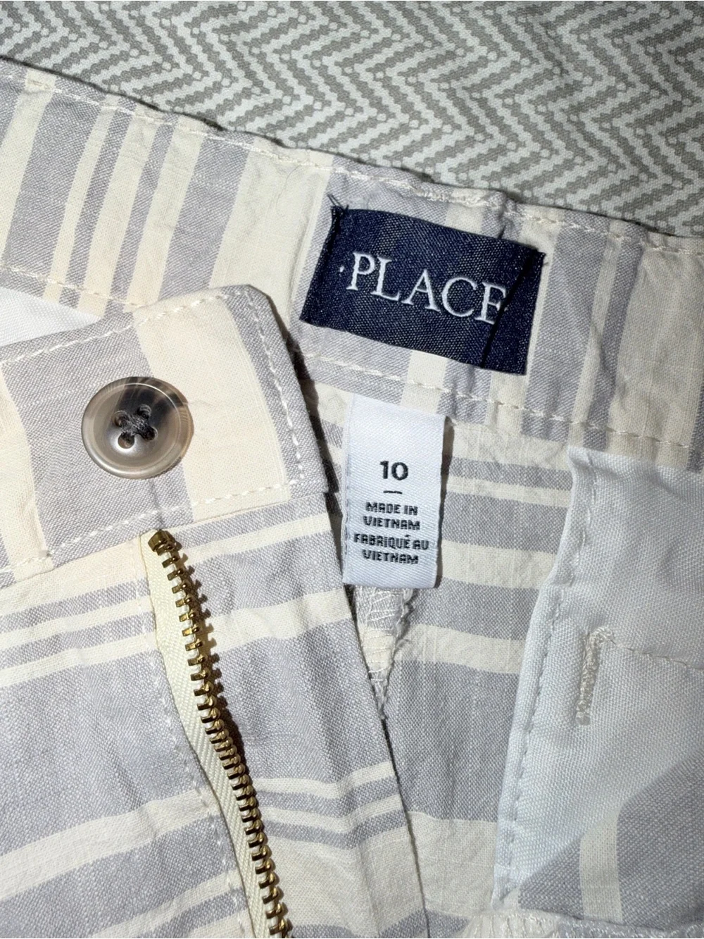 The Children’s Place Boys Gray & White Striped Linen Look Shorts